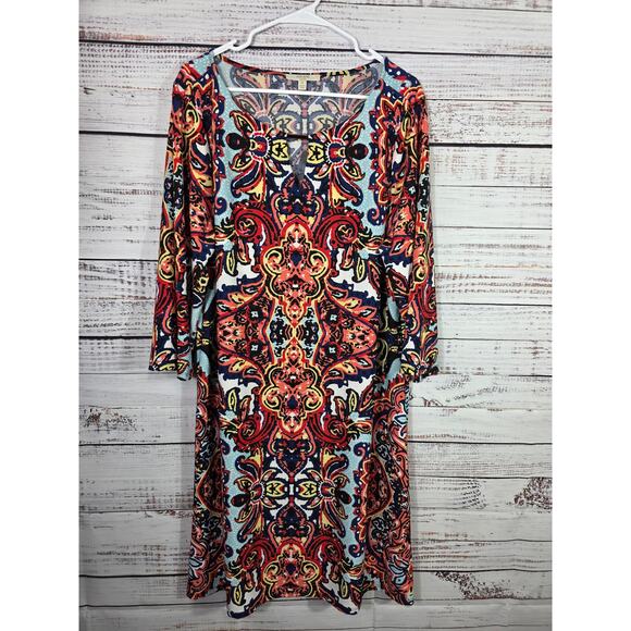 HAANI women's multicolored paisley print dress in size 2X - Picture 1 of 8